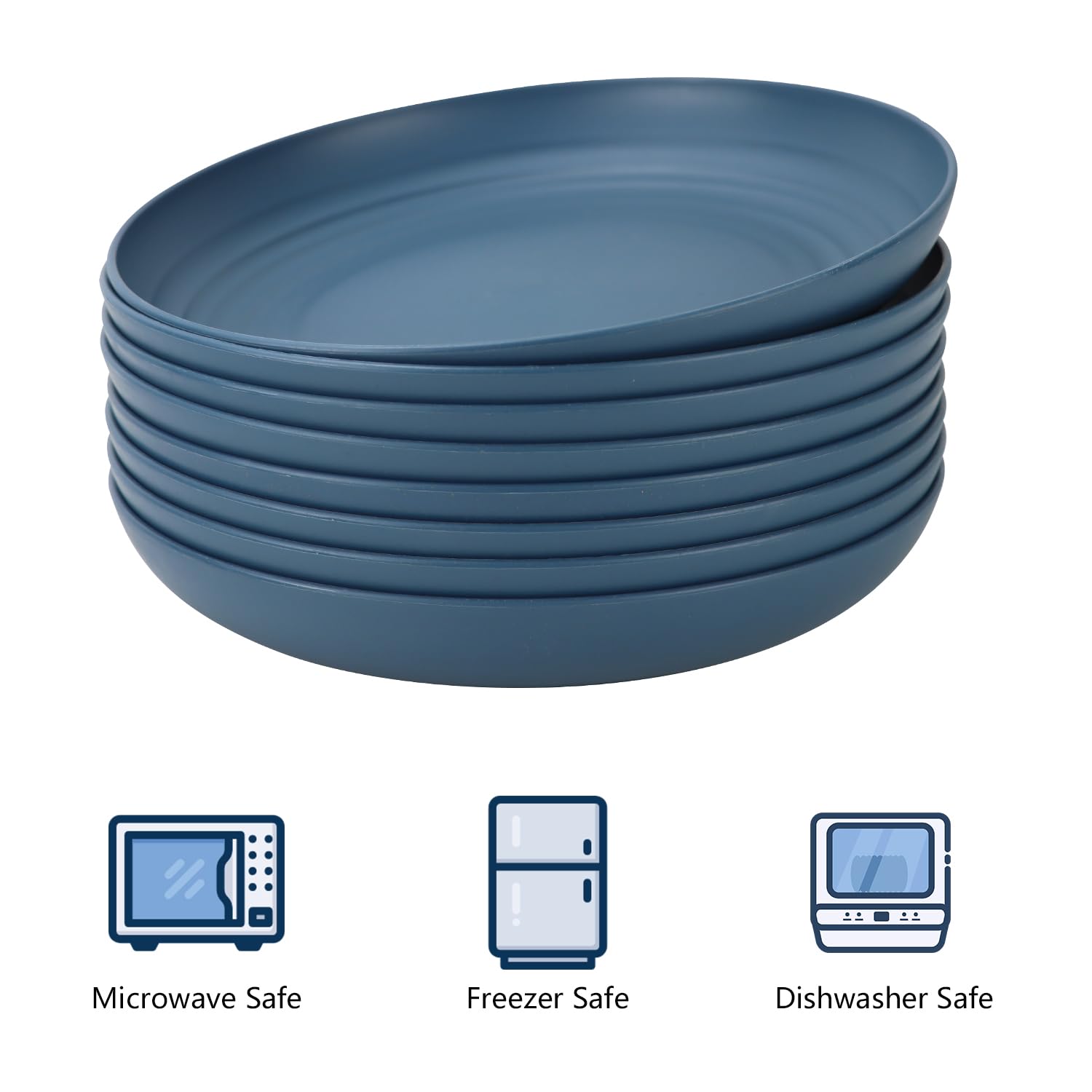 Homienly blue plates stacked, lightweight yet durable for daily use