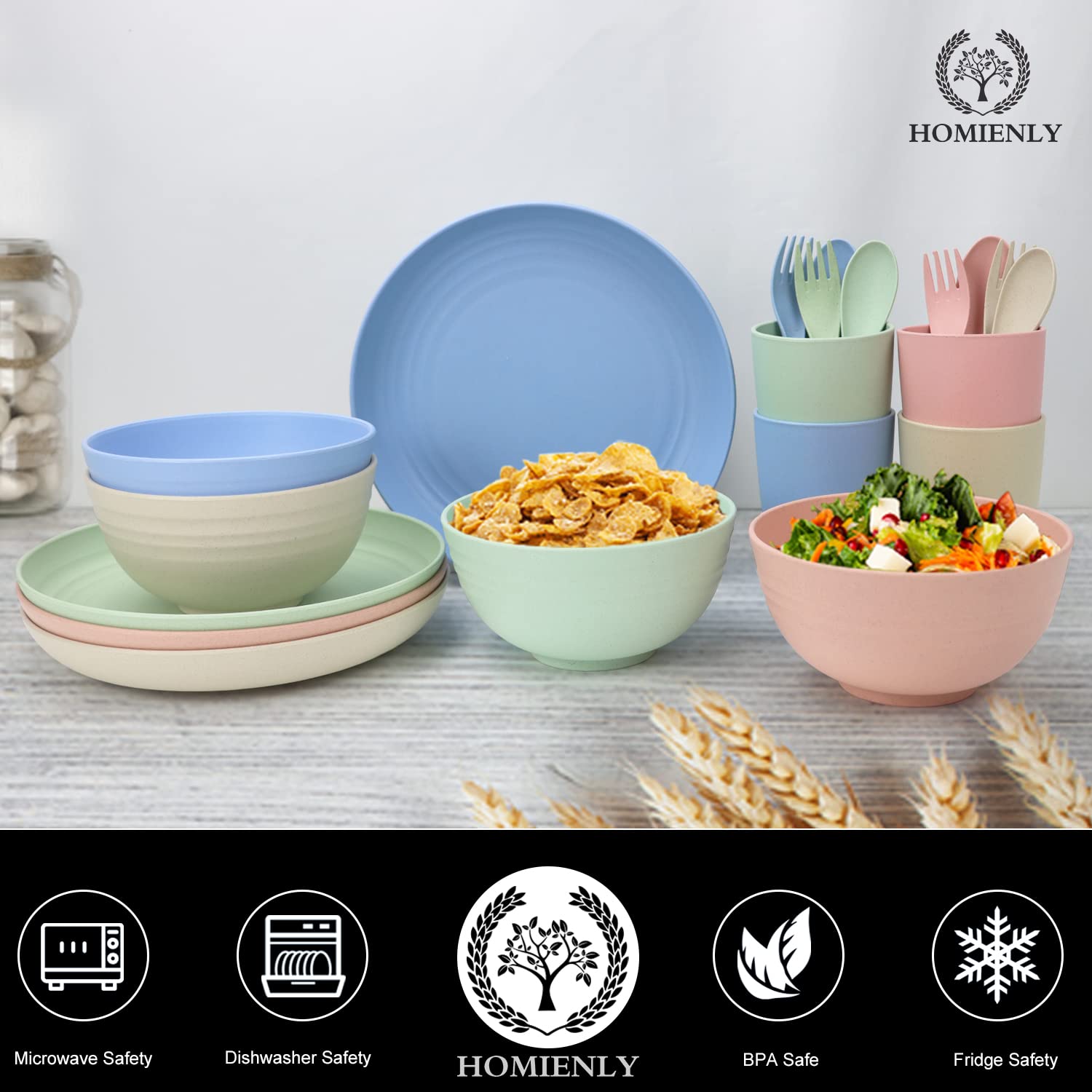 Homienly wheat straw utensils offer lightweight dining for kids meals.
