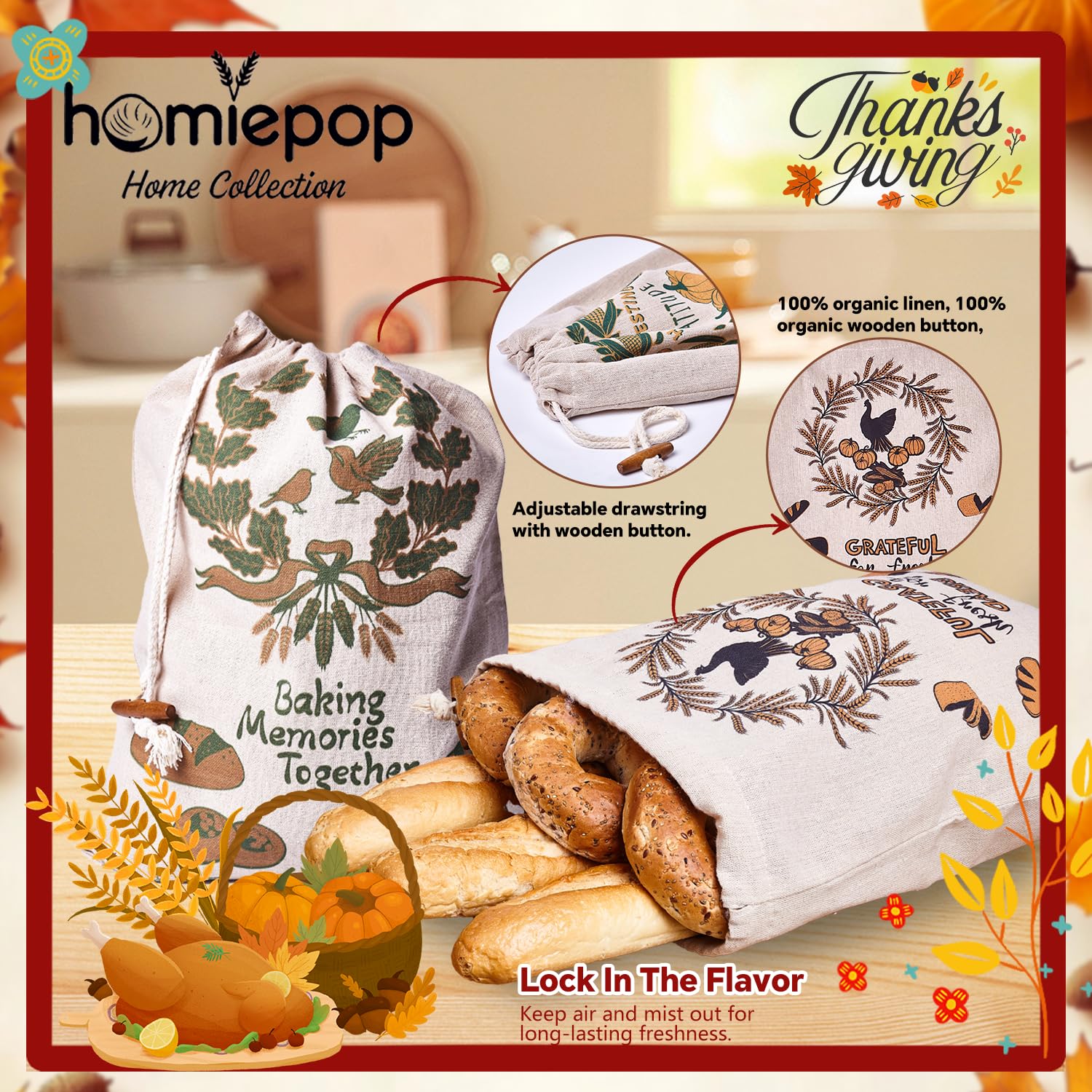 HomiePop reusable and washable bread bags reduce waste
