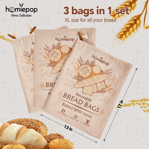 HomiePop bread bags help keep counters tidy with multi-loaf storage.