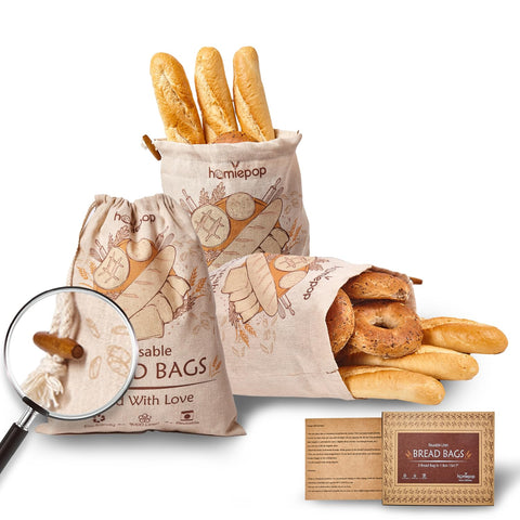 HomiePop sourdough bag shows 17x13 inch size for crust preservation.