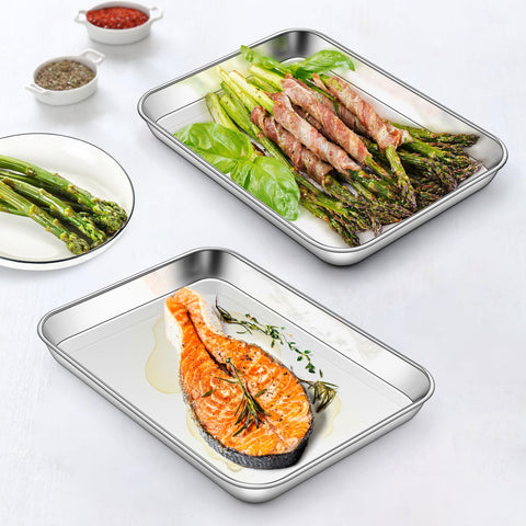 Homikit baking sheet with 1-inch deep sides to hold sauces.