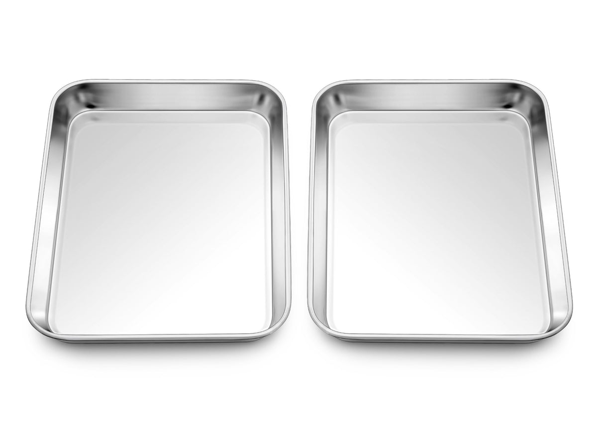Homikit 9x7 stainless steel baking sheet with mirror finish for even baking.