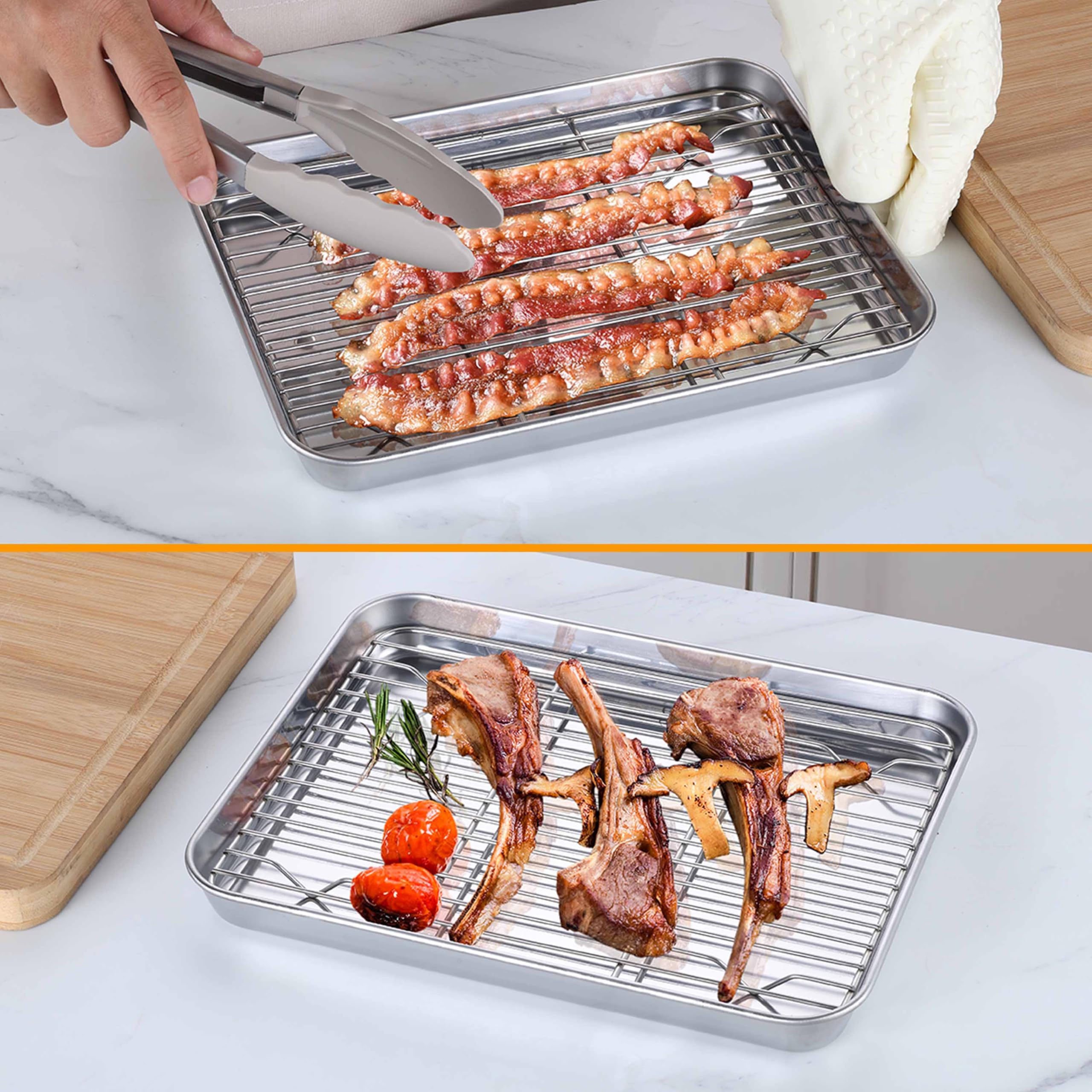 Homikit deep 1-inch baking tray prevents overflow and keeps oven tidy.