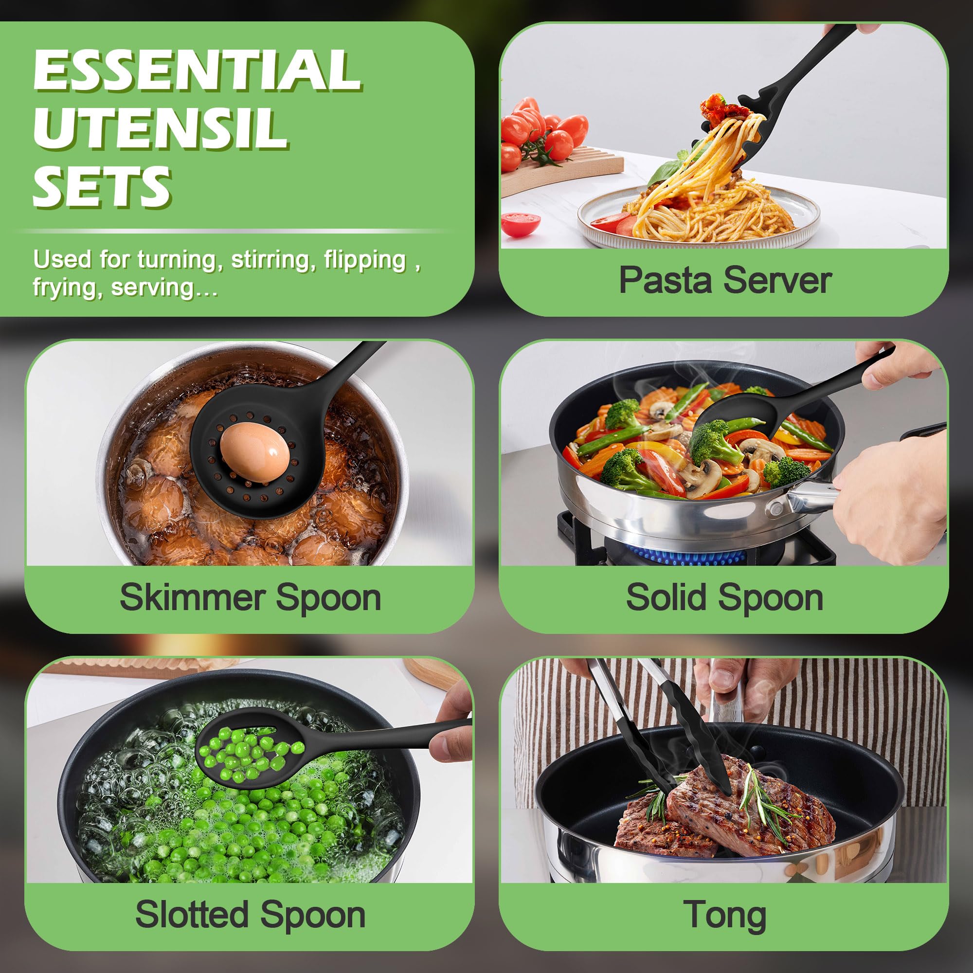 Homikit ergonomic silicone handles provide comfortable grip during cooking.