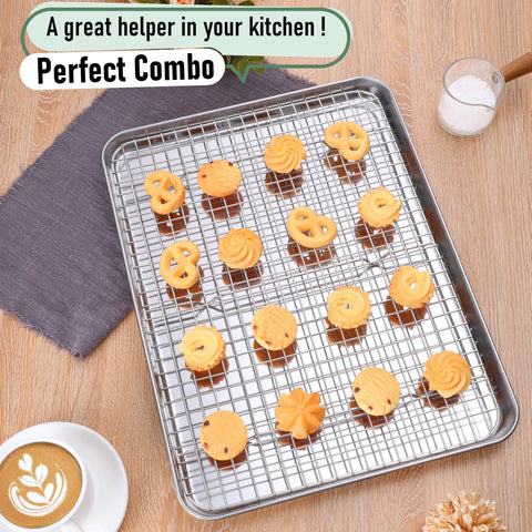 Homikit raised 3/4-inch feet cooling rack promotes even airflow.