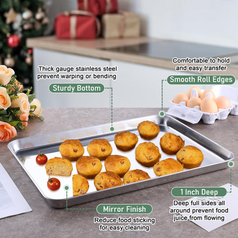 Homikit rolled-rim baking pan highlights durability and easy handling.