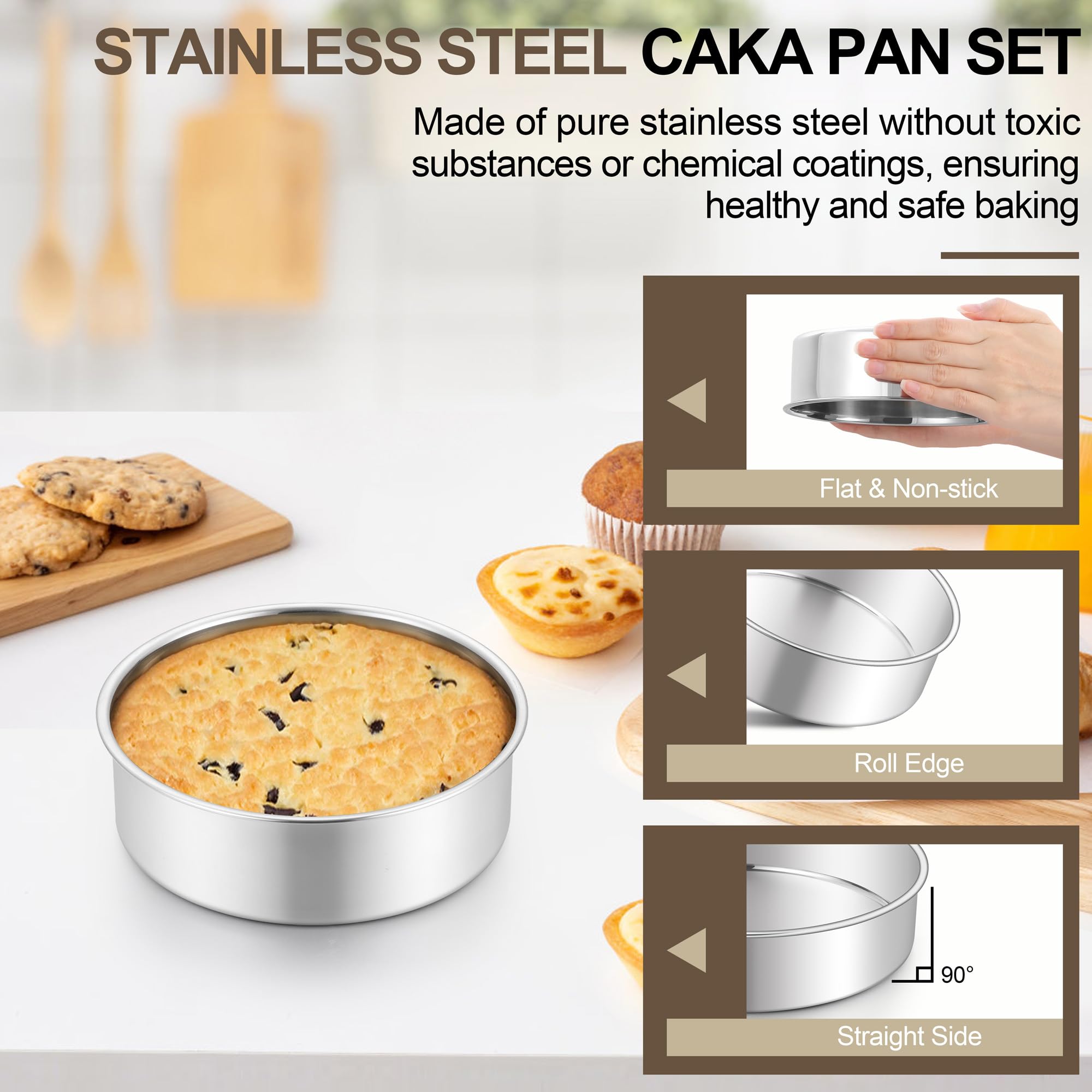 Interior flat bottom provides uniform browning in Homikit pans.