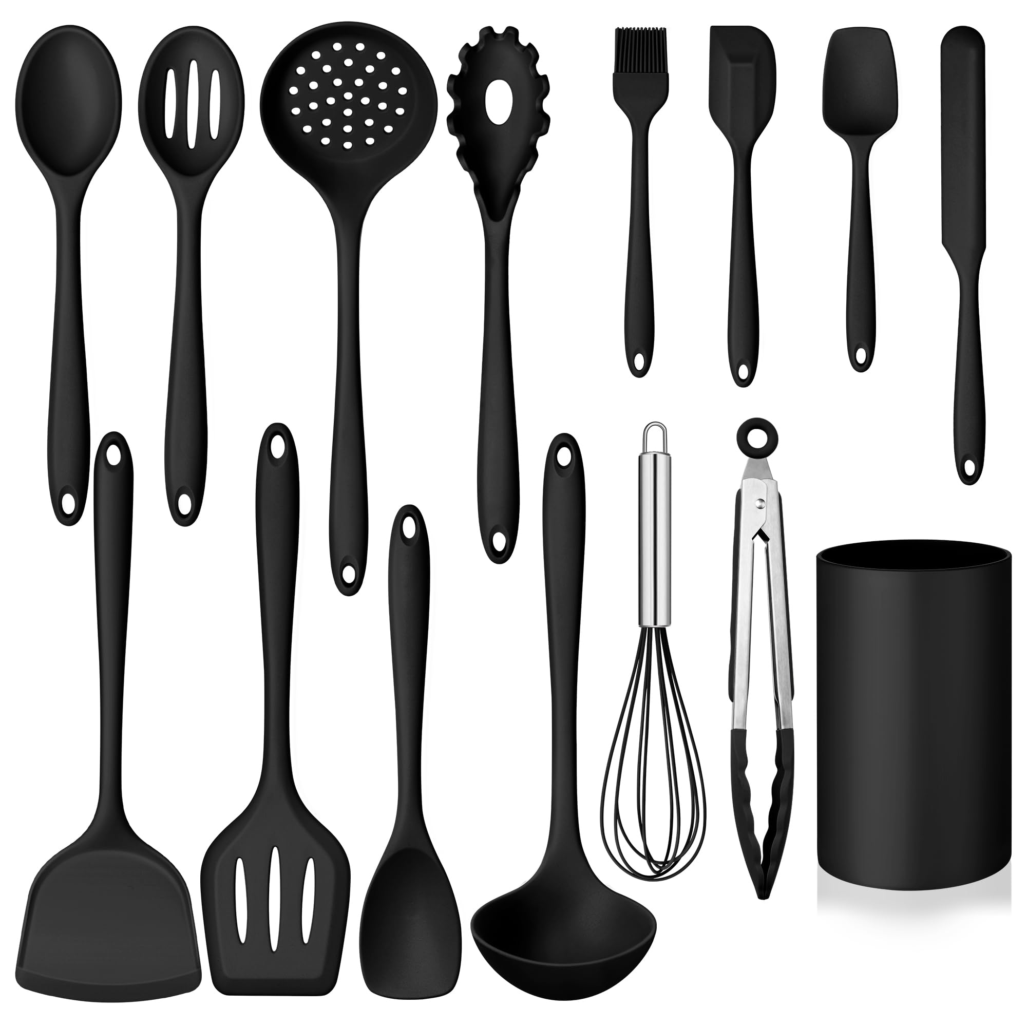 Homikit silicone utensil set with holder for organized storage.