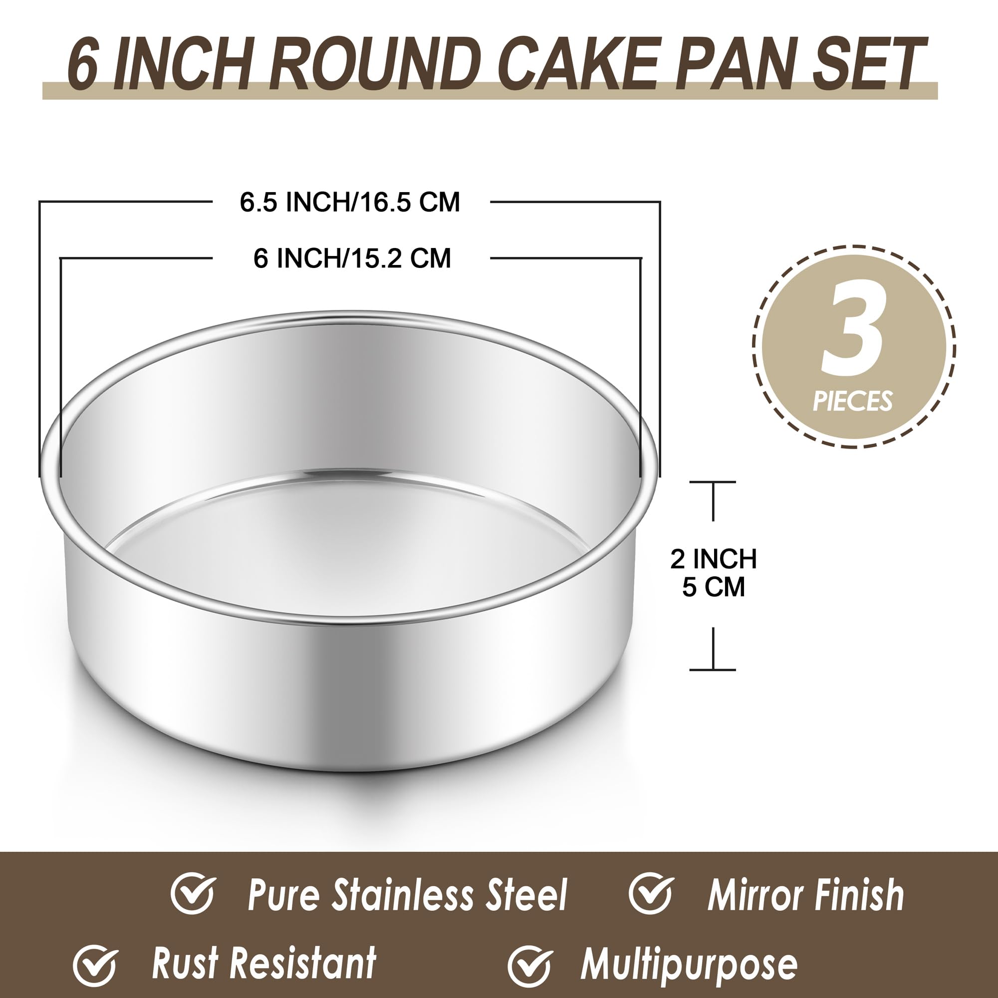 Smooth rolled edge offers comfortable grip when handling the pan.