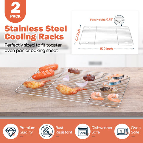 Homikit stainless steel baking rack with smooth edges for safe handling.