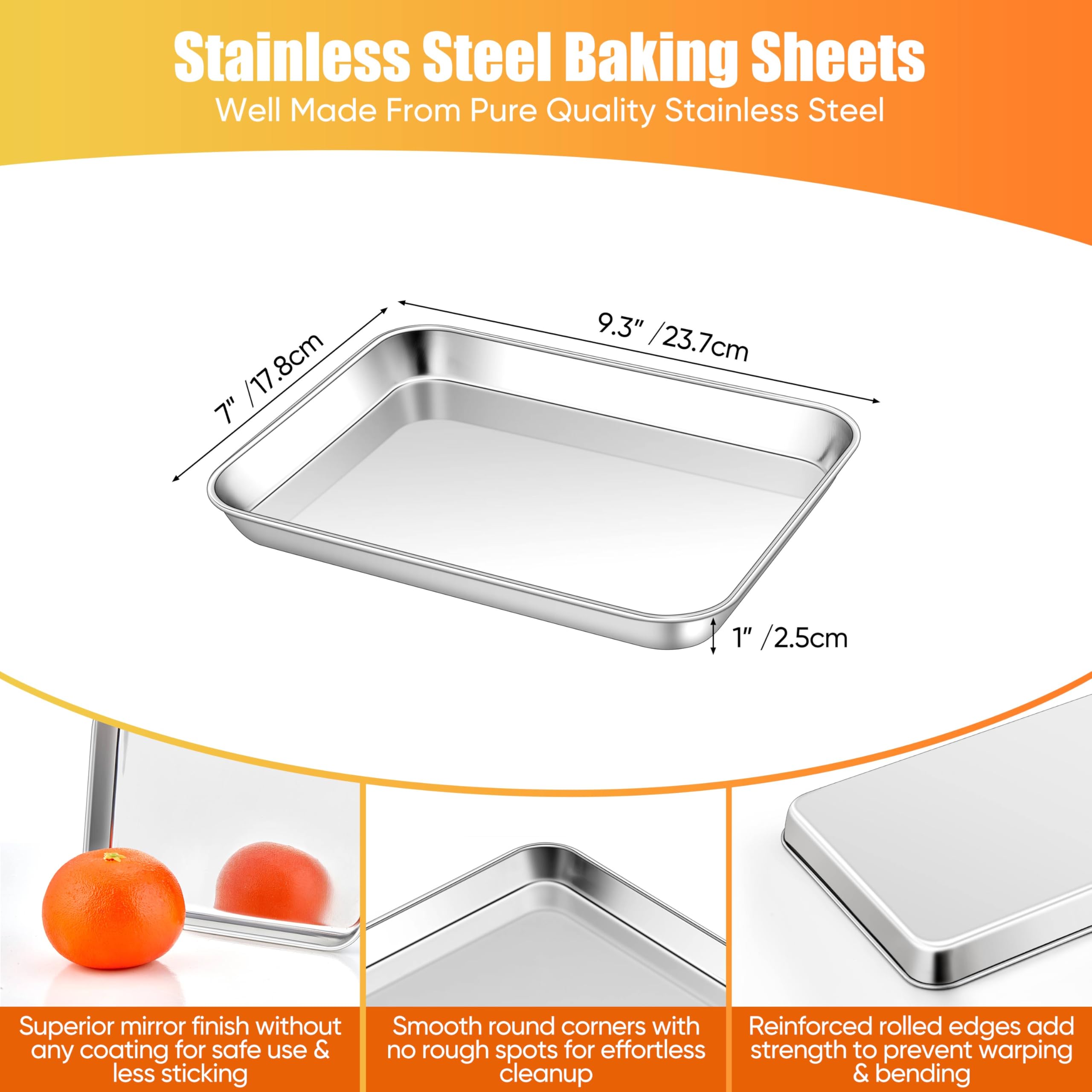 Homikit stainless steel tray with reinforced rolled rims for secure grip.