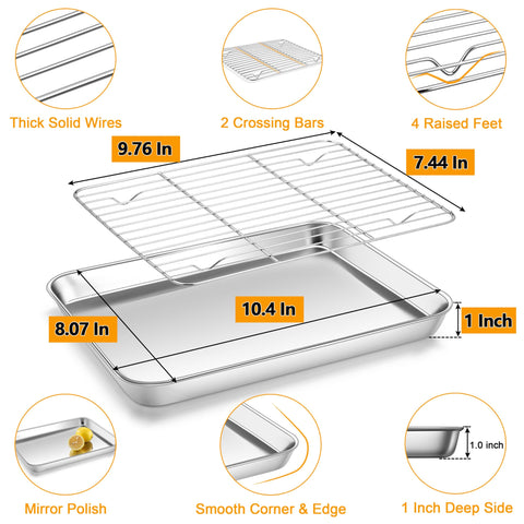 Homikit wire rack cooling tray keeps foods elevated for even cooling.