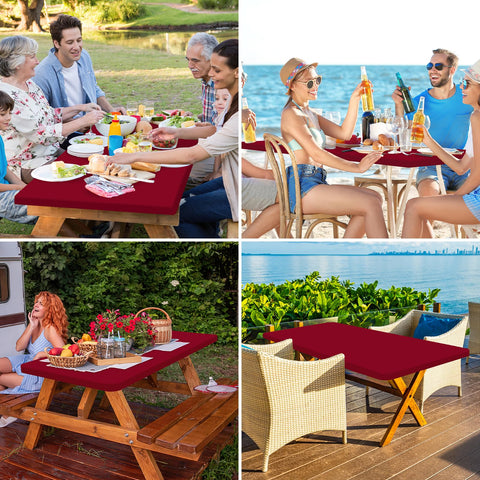 Homing 6-foot folding table cloth provides full coverage and clean lines.