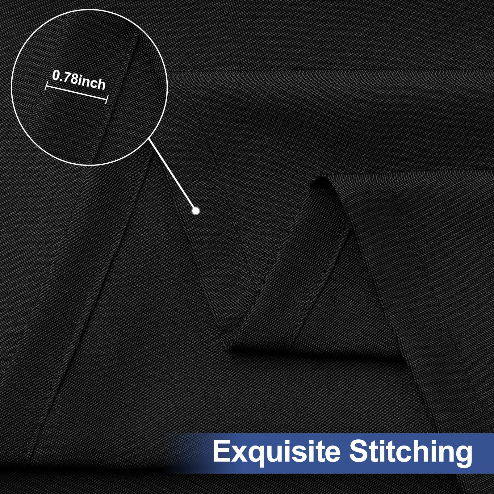 Homing black fabric provides a sleek, versatile backdrop.