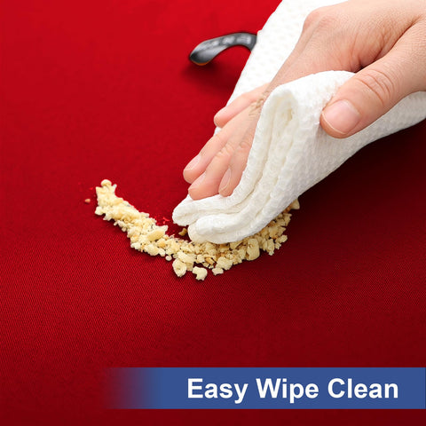 Homing red rectangle table cloth cover adds color while protecting surfaces.
