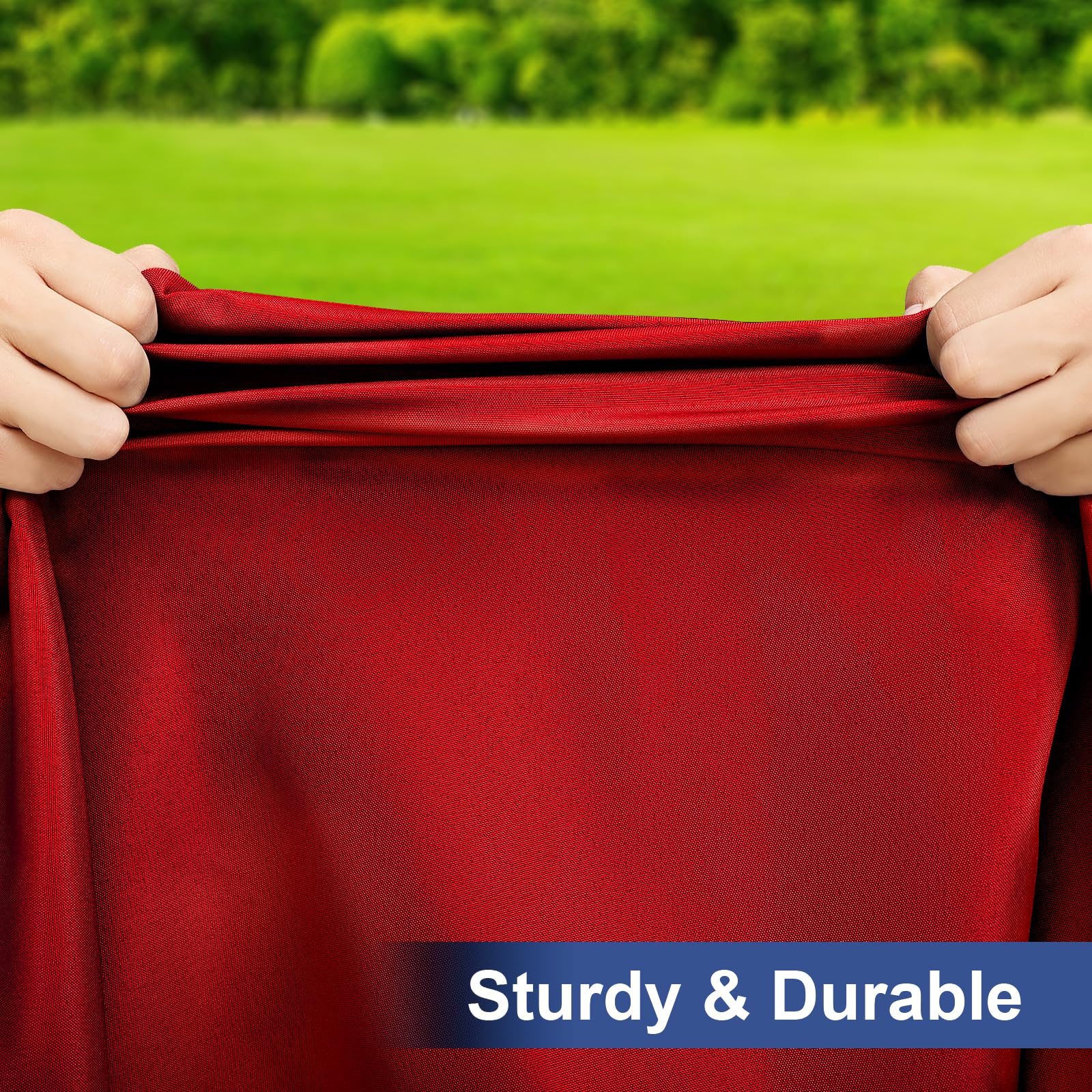 Homing rectangle table cloth cover demonstrates tear-proof material for lasting use.