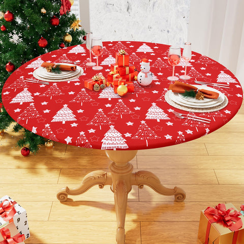 Homing round tablecloth closeup showing soft texture and wrinkle resistance for elegant meals.