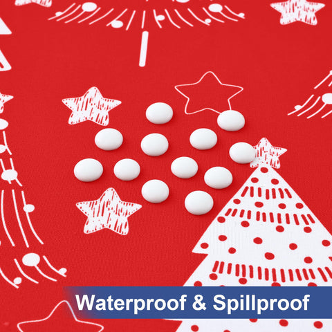 Homing round tablecloth fits 45-56 inch rounds for versatile indoor and outdoor use.