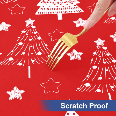 Homing round tablecloth stain-resistant surface keeps meals presentable.