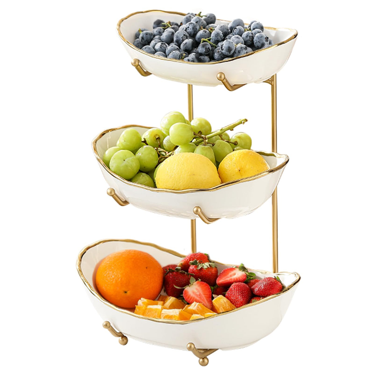 HOMKULA ceramic 3-tier fruit bowl for countertop display and organization