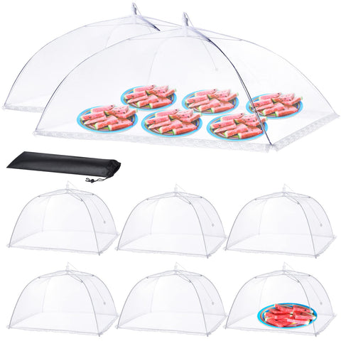 HOMKULA XXL outdoor food cover in a 2-pack protects dishes from insects outdoors.