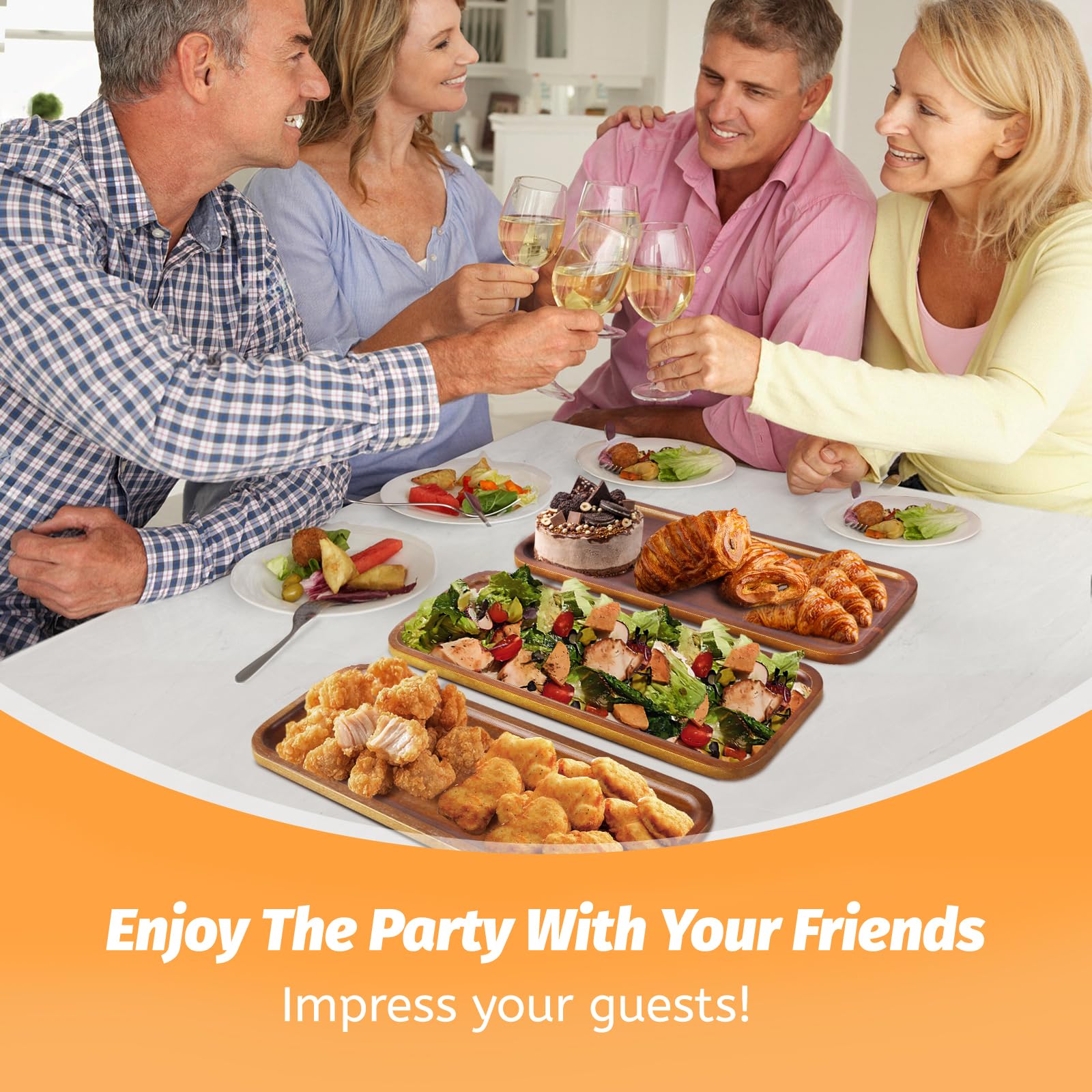 HOMKULA raised-edge tray keeps servings contained during gatherings.