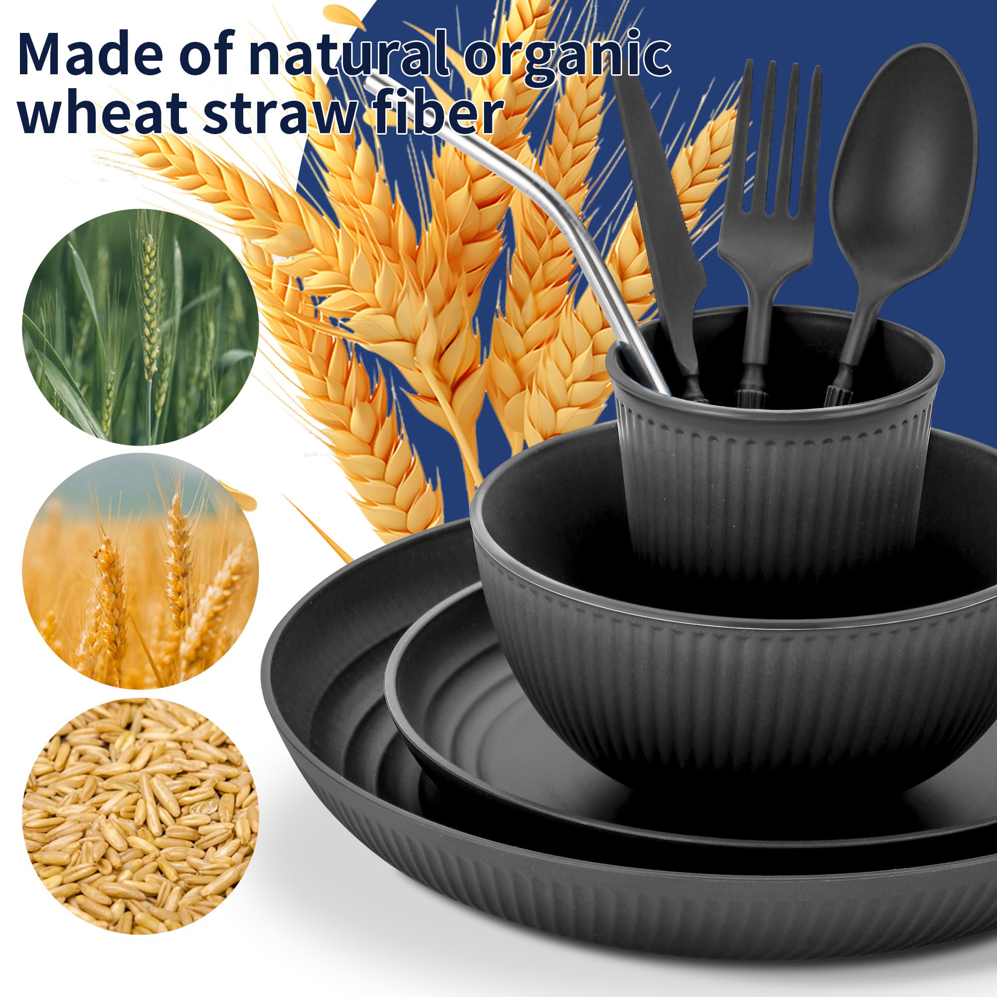 Hommaly drinking cups in black wheat straw for everyday beverages