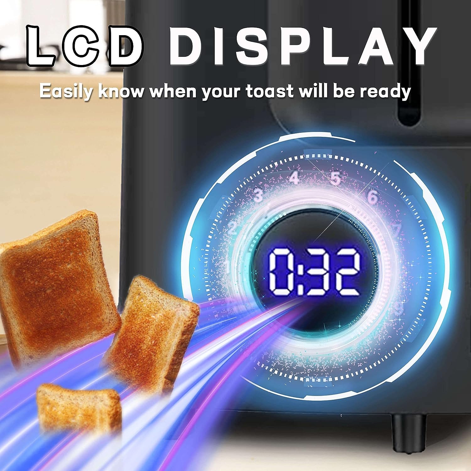 Hommater Toaster with countdown display speeds breakfast planning
