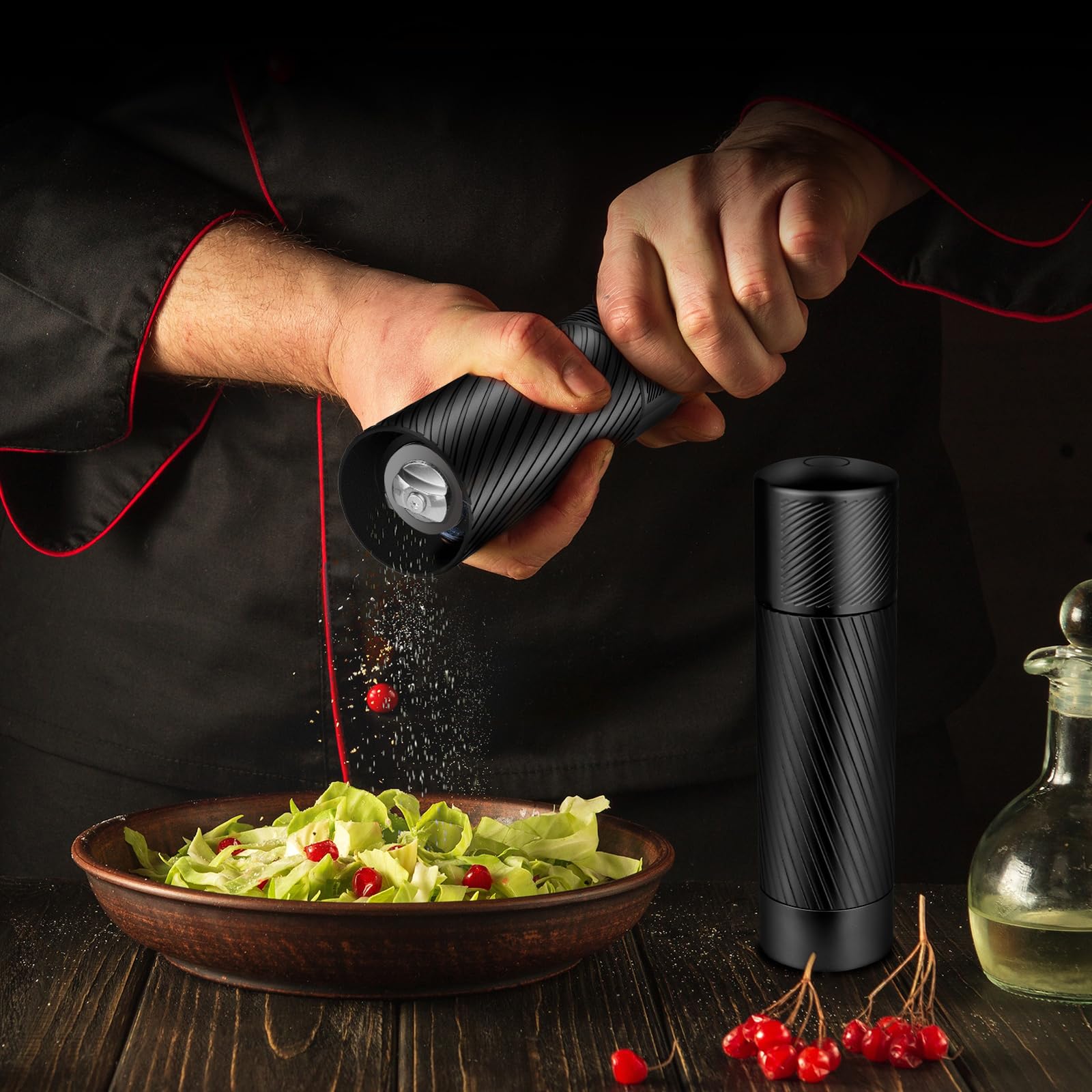 Homnoble Pepper Grinder holds about 45 grams of pepper for fewer refills.