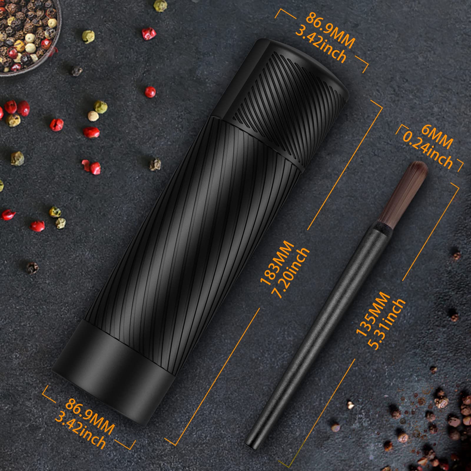 Durable aluminum and stainless parts make the Homnoble Pepper Grinder a long-lasting kitchen companion.
