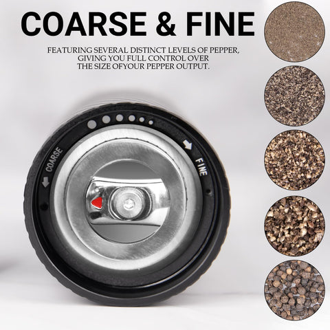 Homnoble Pepper Grinder with stainless steel burr for fast, consistent grinding.