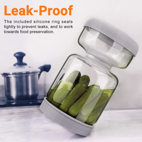 Homnoble airtight-seal lid shows leakproof storage for pickles and olives
