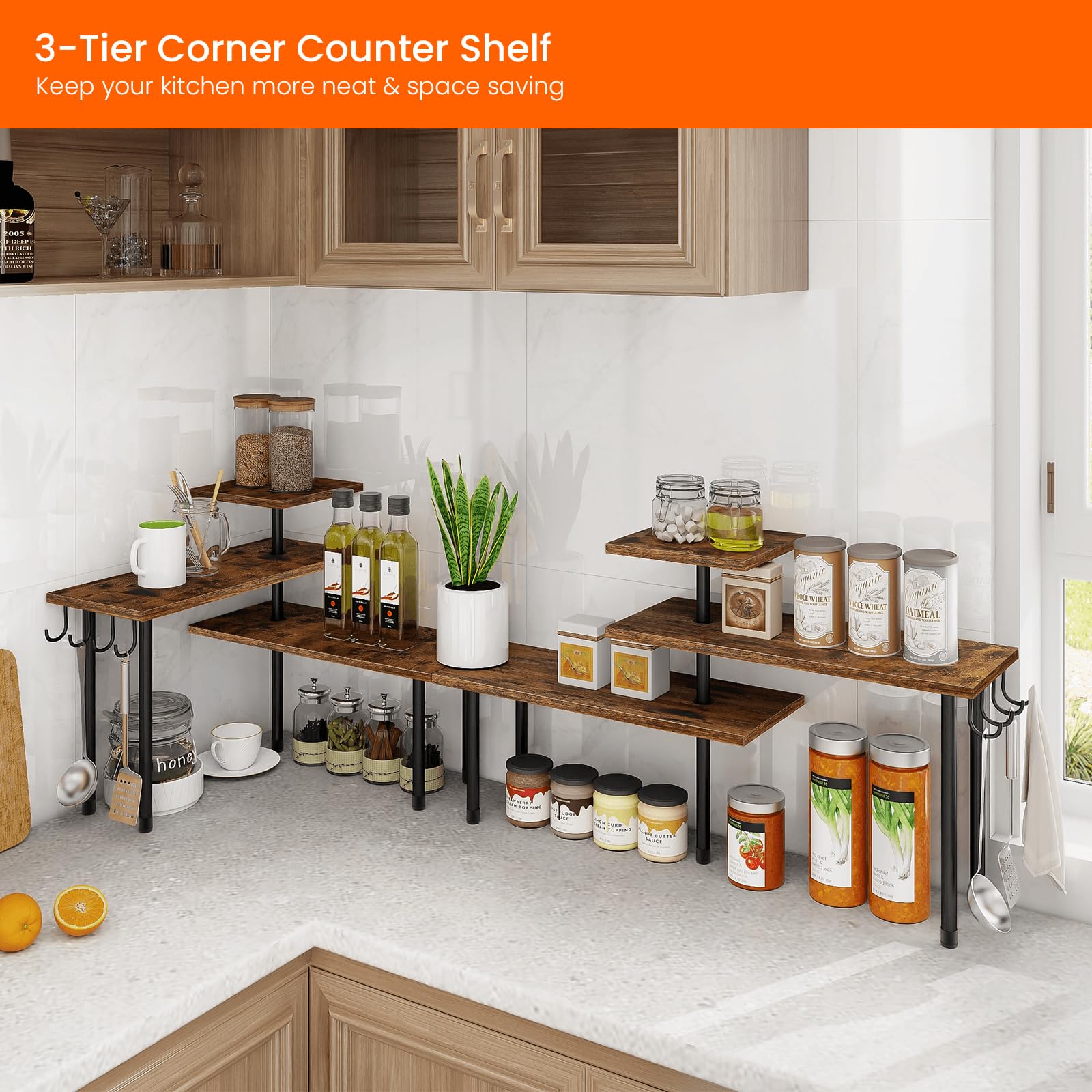 Homode over-sink setup maximizes counter space efficiently.