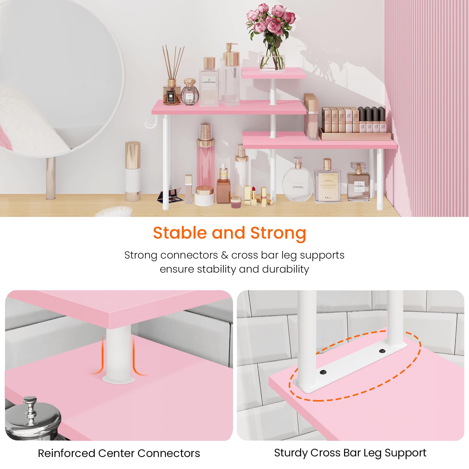 Homode desktop shelf pink suited for compact workspaces