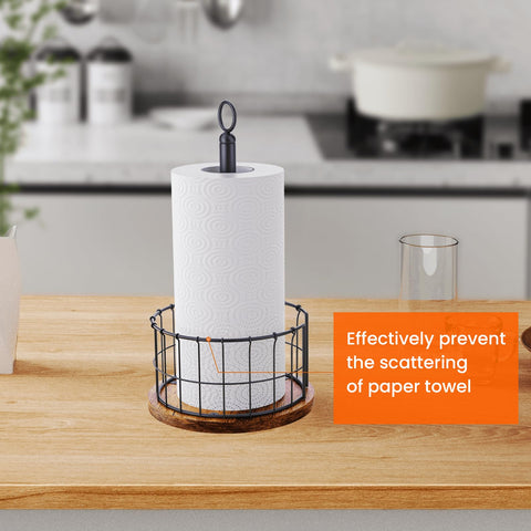 Homode Free-Standing Paper Towel Dispenser blends rustic styling with practical counter appeal