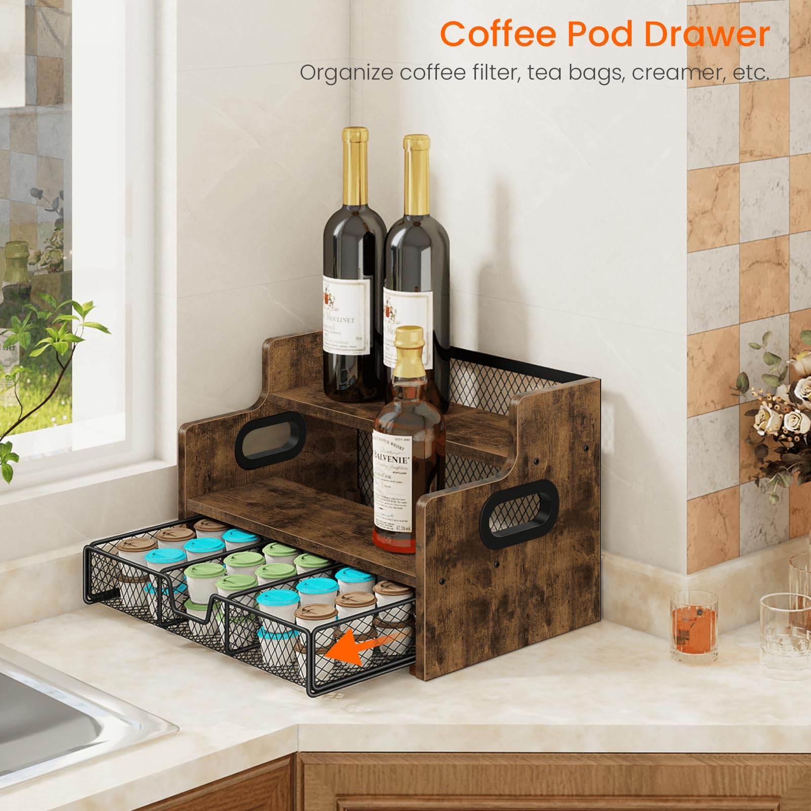 Homode kitchen-bar-countertop organization demonstrates versatile home bar use.