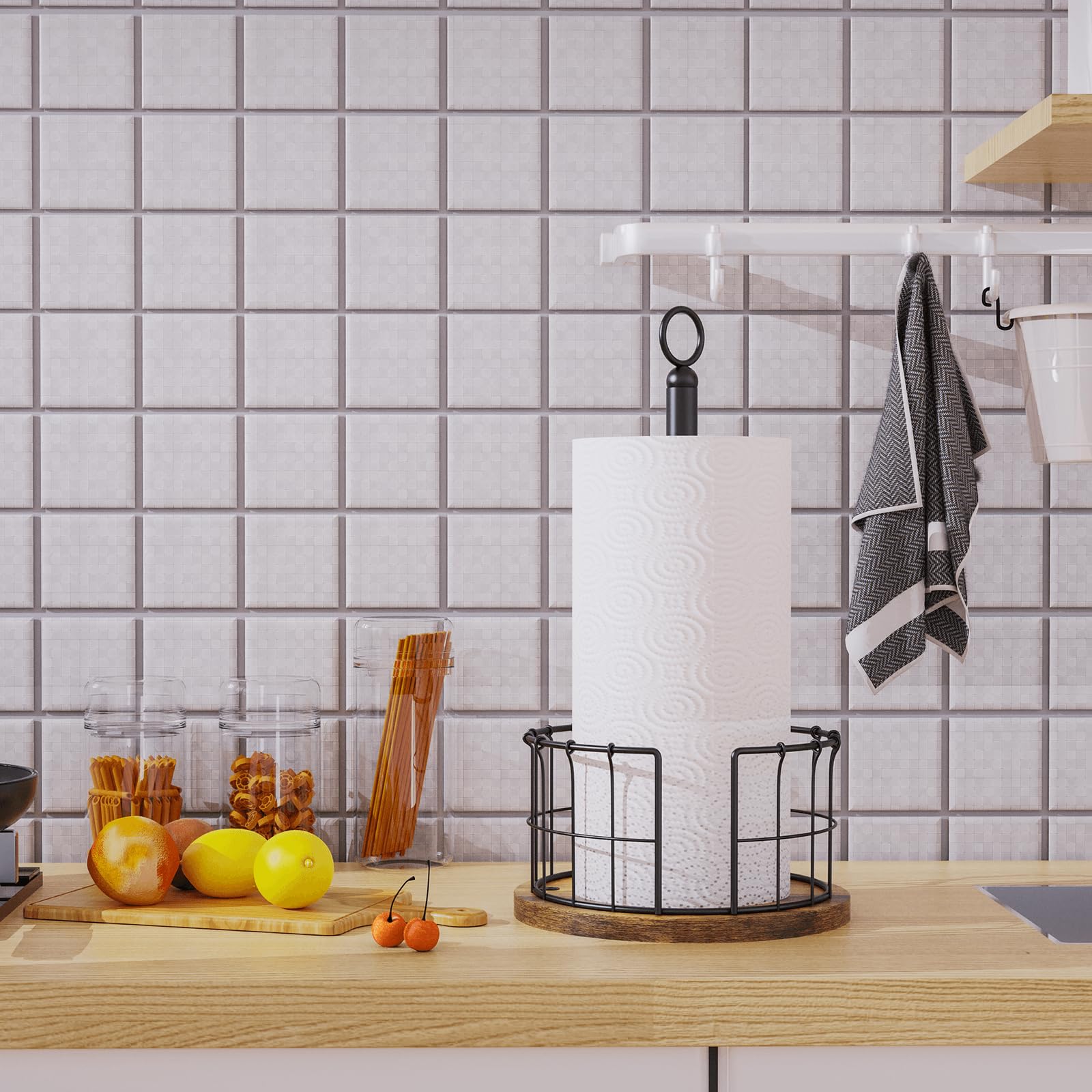 Homode Kitchen Counter Organization keeps towels tidy and accessible