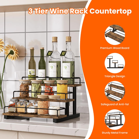 Homode rustic brown stand adds vintage charm to home bars.