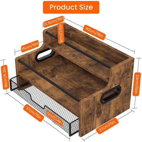 Homode sturdy metal frame with rustic wood shelves for lasting stability.