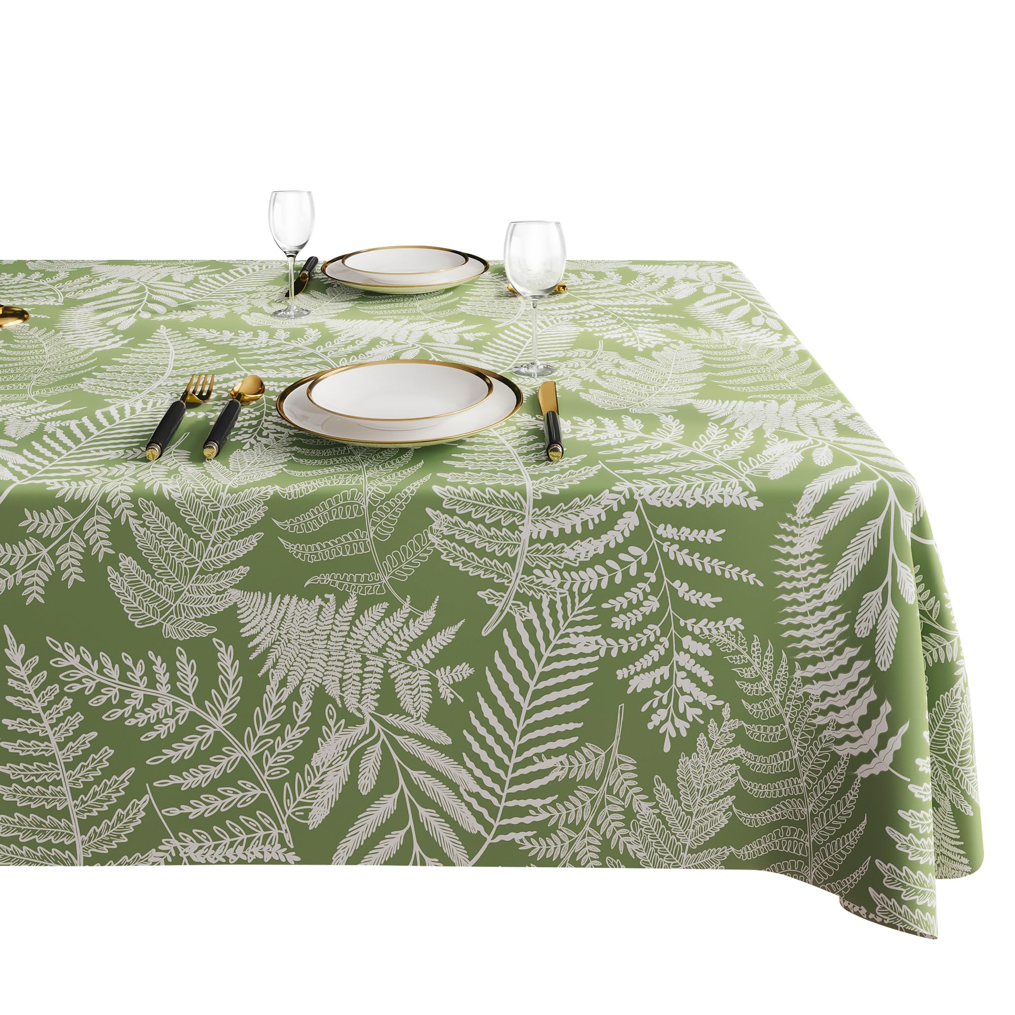 HOMOHEINI rectangle table cloth with green leaves pattern for stylish indoor dining.