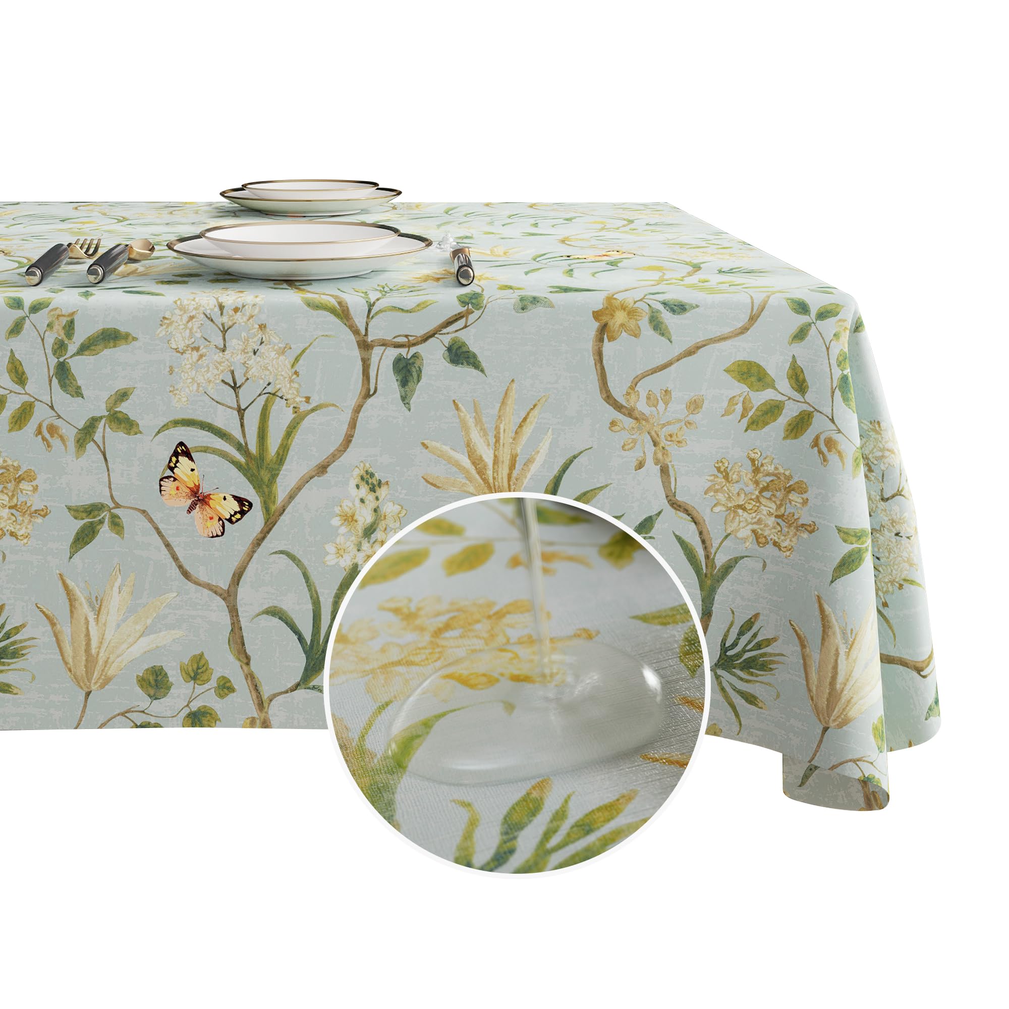 HOMOHEINI rectangle table cloth with leaves pattern, ideal for casual family dining.