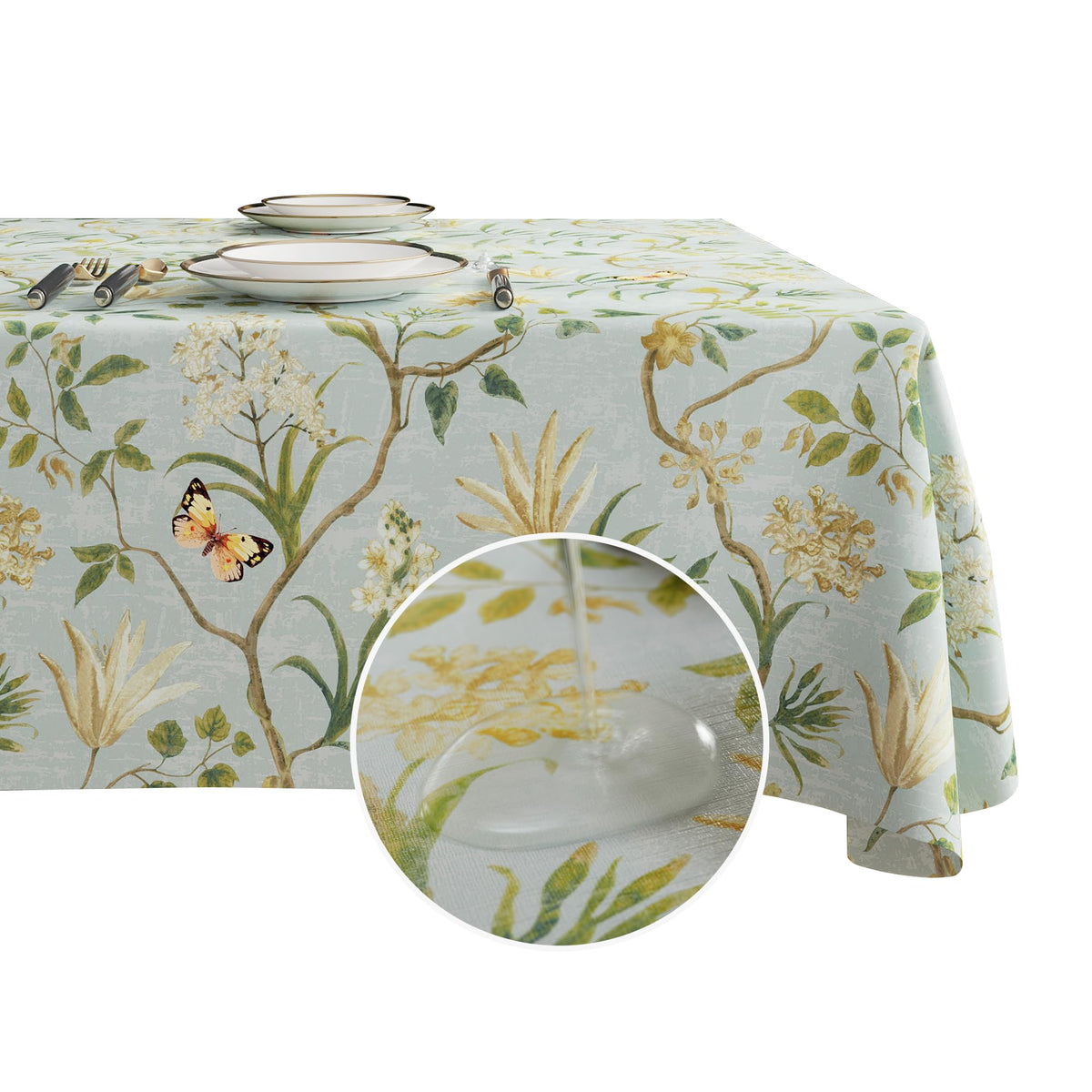 HOMOHEINI rectangle table cloth with leaves pattern, ideal for casual family dining.