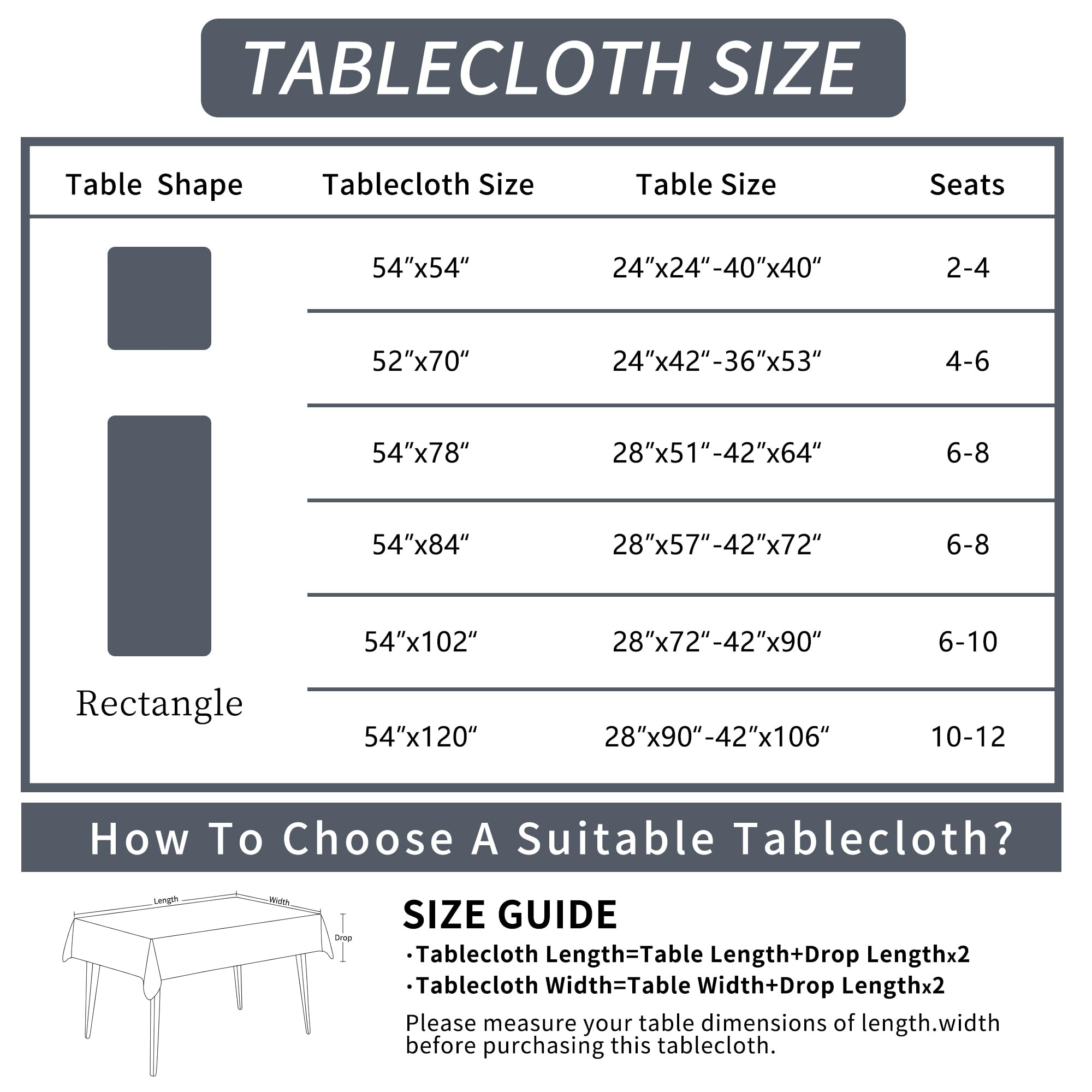 HOMOHEINI rectangle table cloth with non-slip backing stays in place