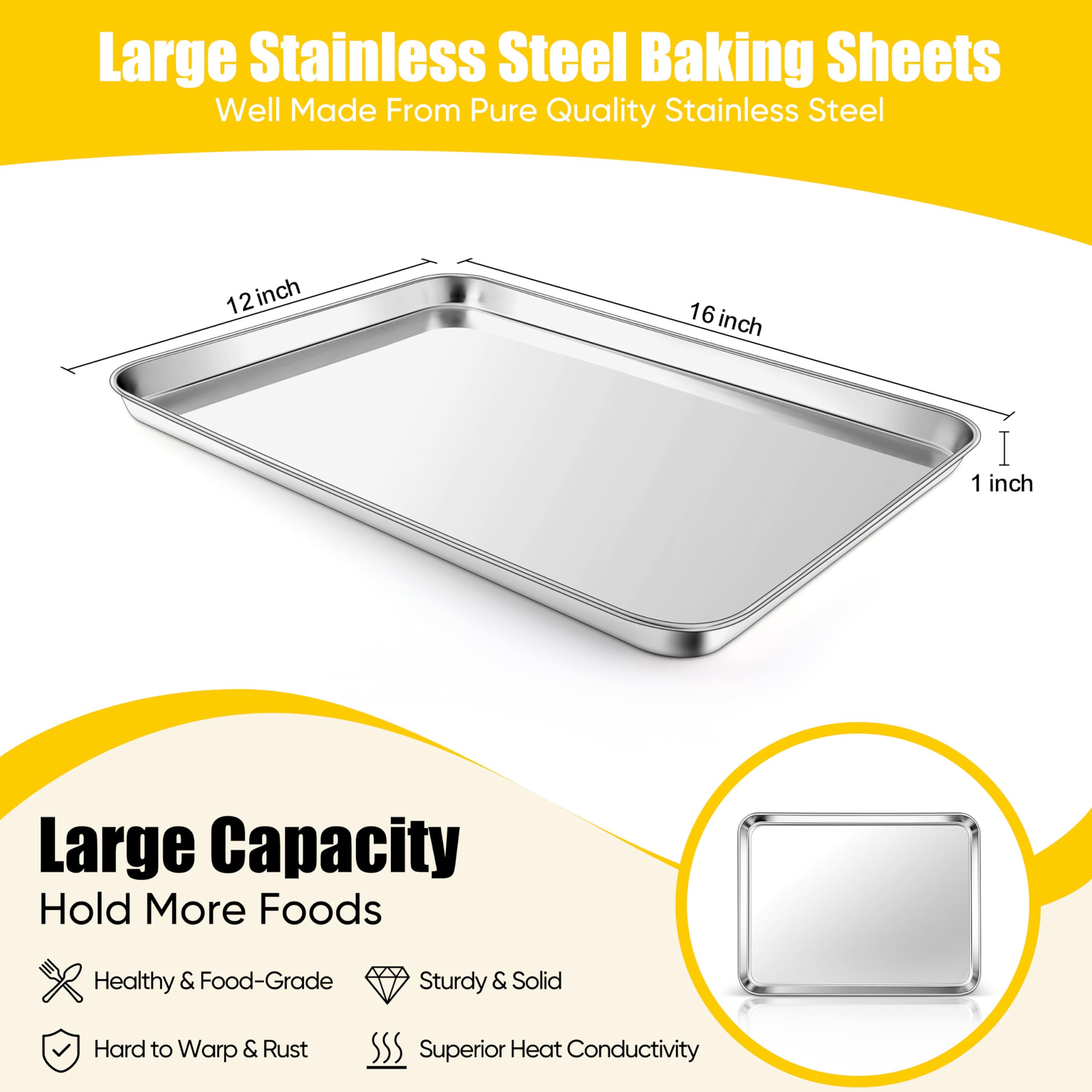 Homokit rolled rim bake pan with sturdy edges for safe handling