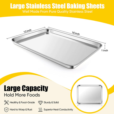 Homokit rolled rim bake pan with sturdy edges for safe handling