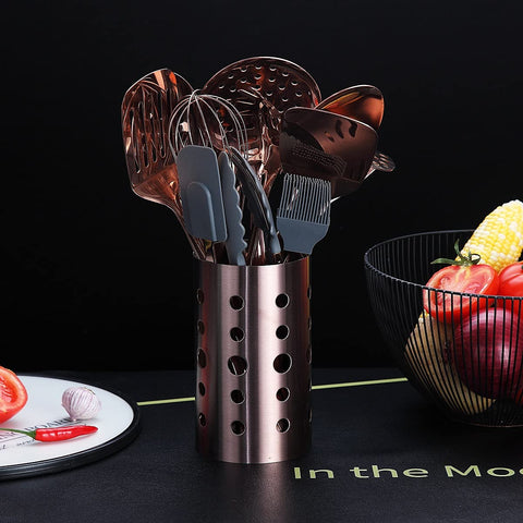 HOMQUEN rose-gold plated skimmer for stylish, durable kitchen use
