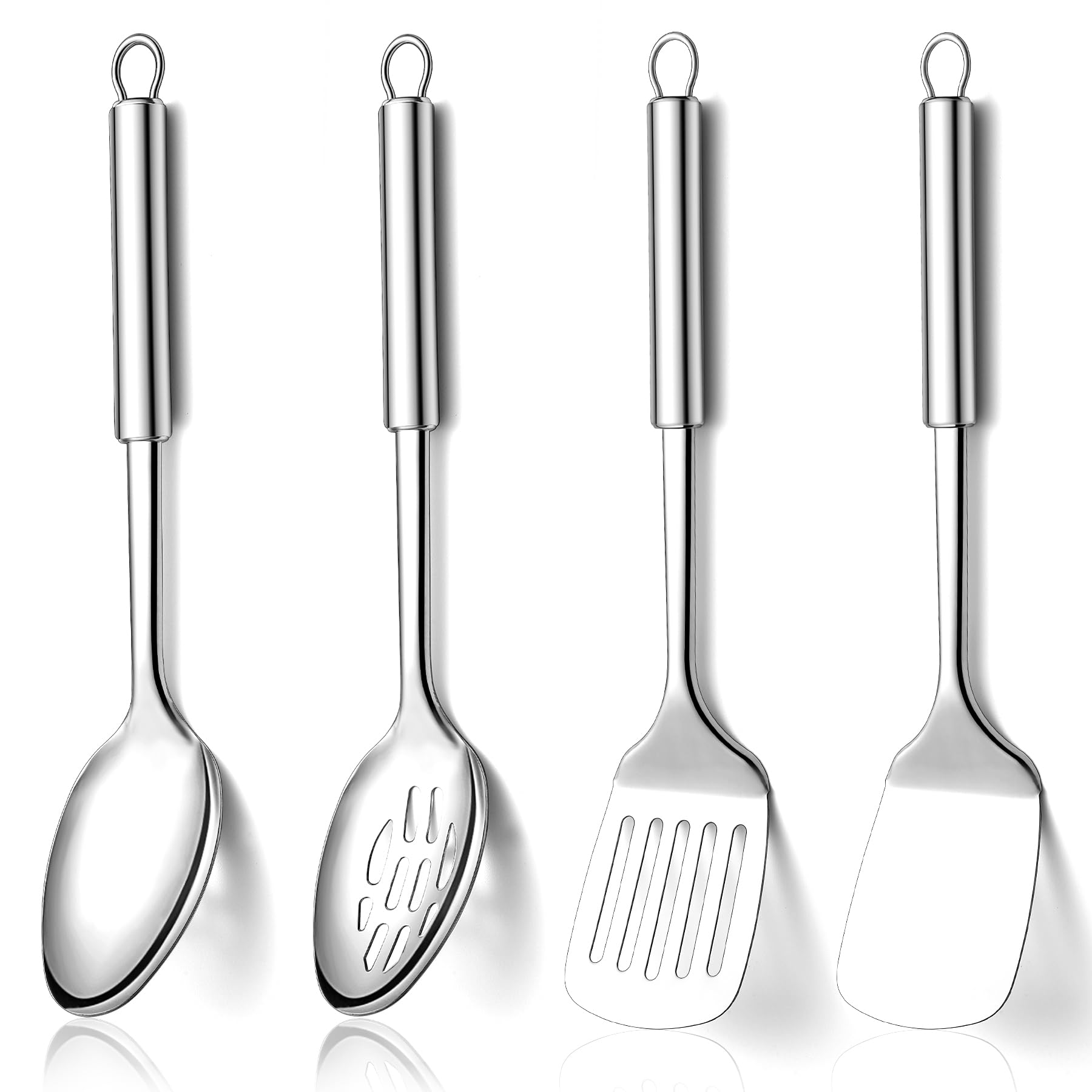 Homquen 4pc kitchen utensils overview showing a durable stainless steel toolkit for everyday cooking.