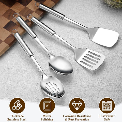 Homquen Slotted Spoon close-up emphasizes easy draining and sauce-safe serving.