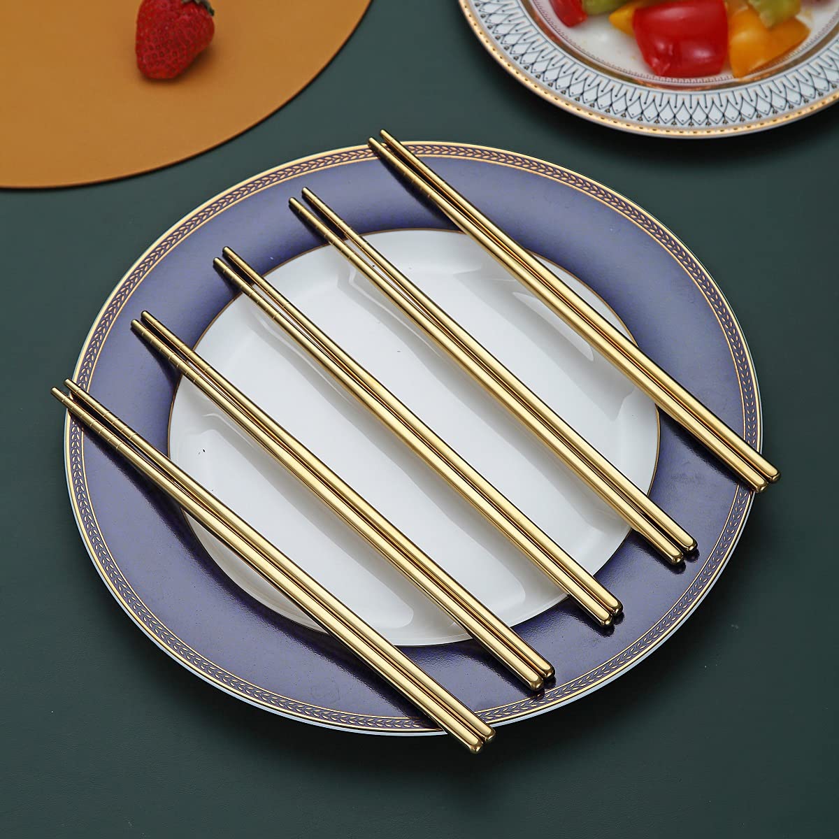 HOMQUEN stainless steel chopsticks are dishwasher safe for easy cleanup.